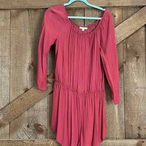 Burgundy shorts long sleeve romper